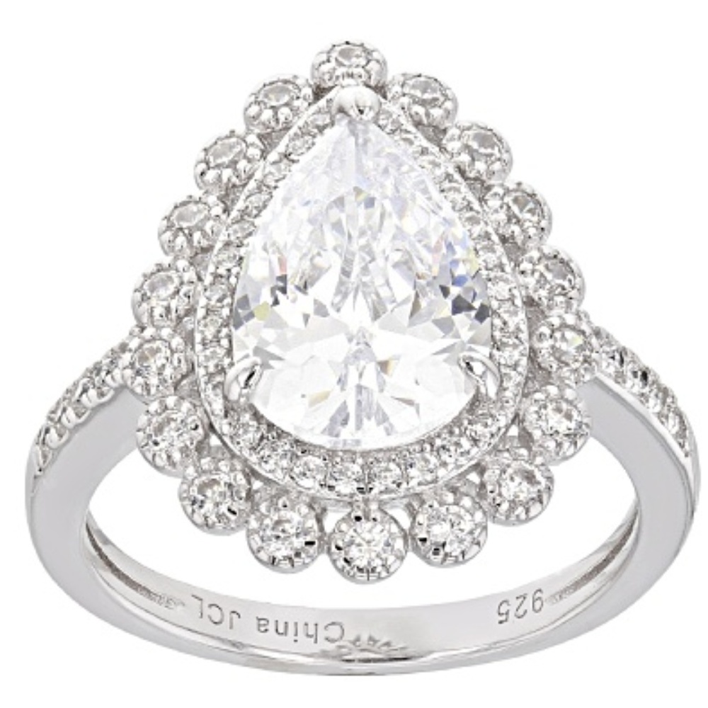 Pear Shaped stone .925 Sterling 5.85  CTW SZ8